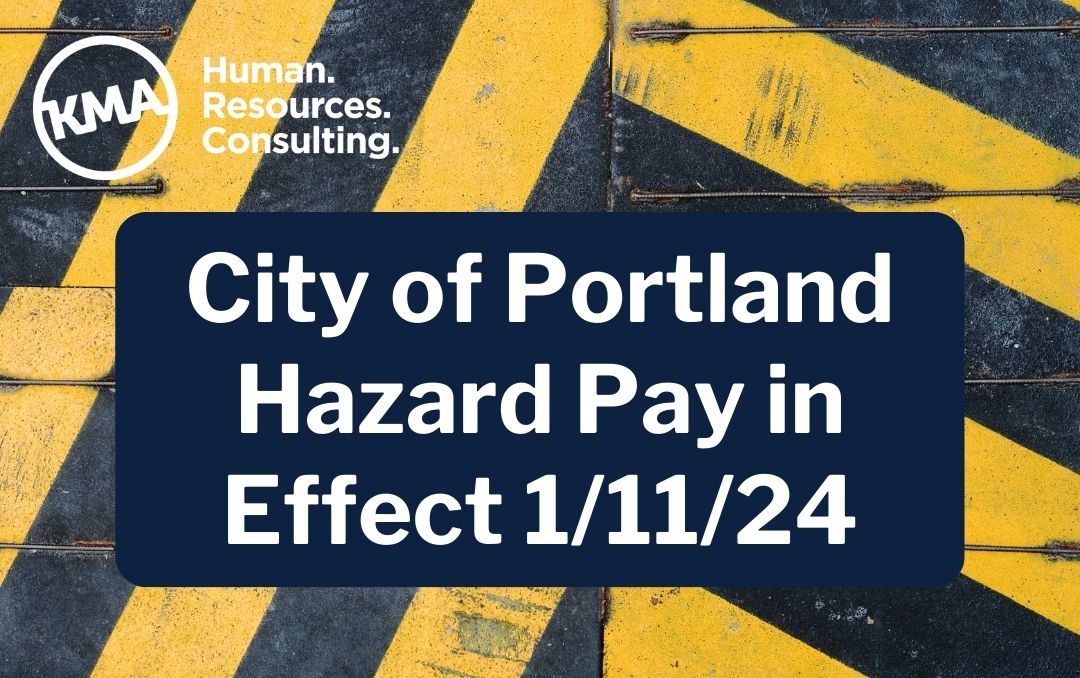 image of a road with the text: City of Portland Hazard Pay in Effect 1/11/24
